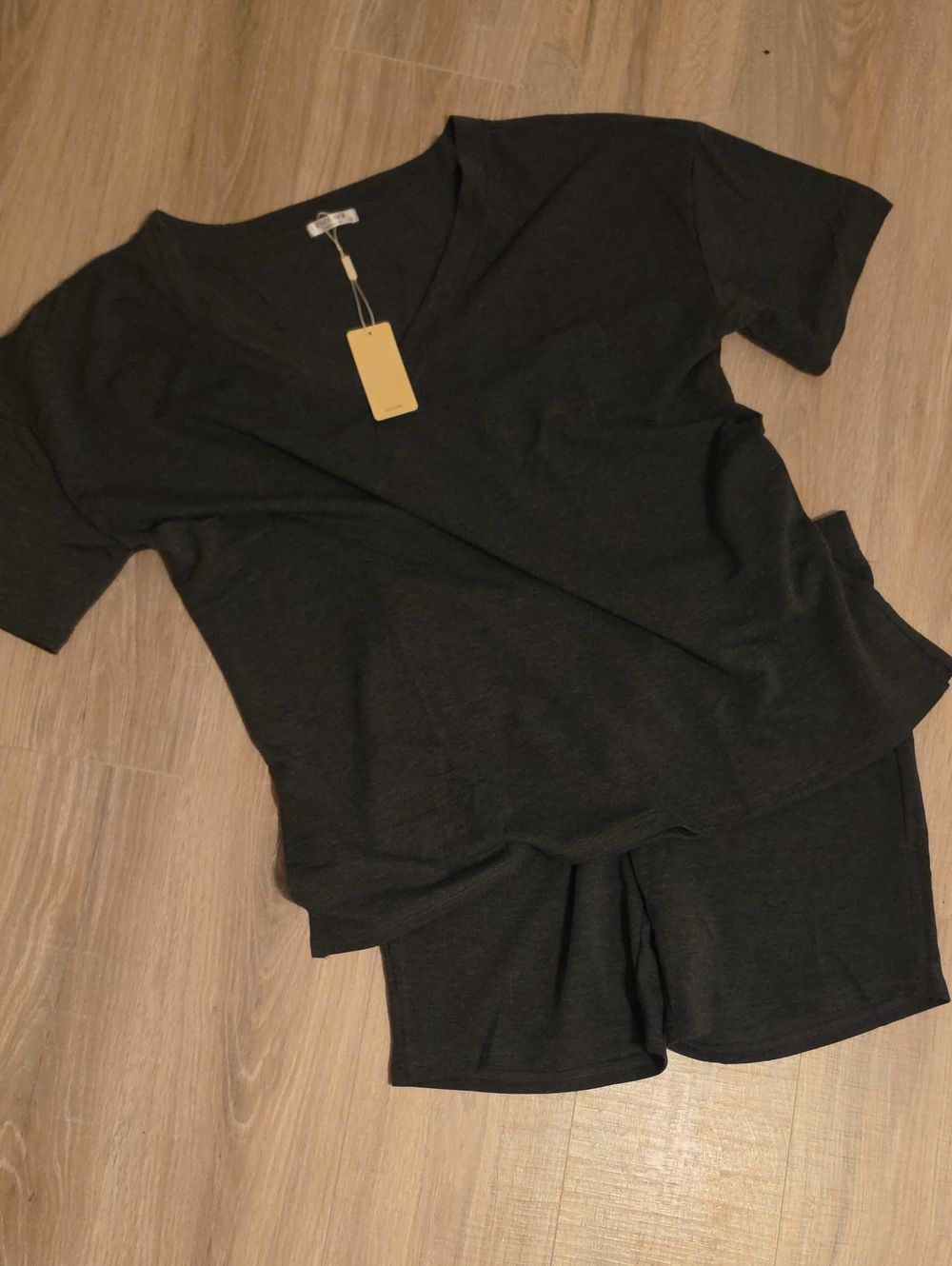 Charcoal Short Sleeve Comfort Set - Two-Piece Lounge Set